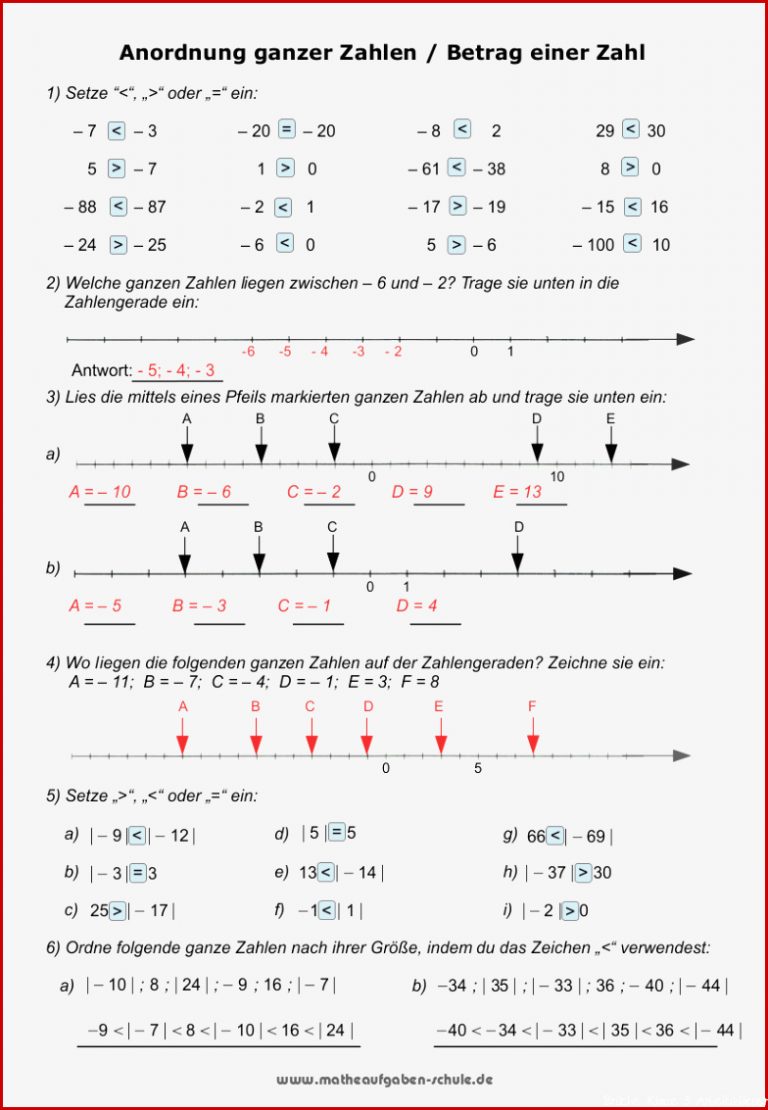 Übungsaufgaben Mathe Klasse 6