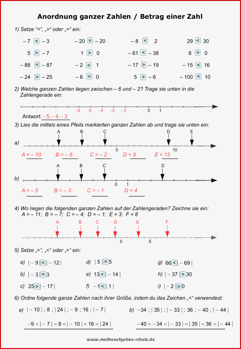 Übungsaufgaben Mathe Klasse 6