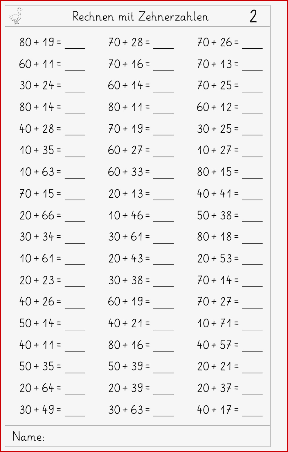 übungsblätter 2 Klasse Mathe Arbeitsblätter Zum Ausdrucken