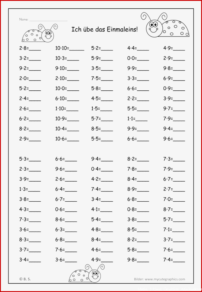 Übungsblätter Einmaleins und Division
