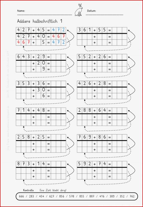 7 Rühren Arbeitsblatt Mathe Klasse 3 Schriftliche Addition Und