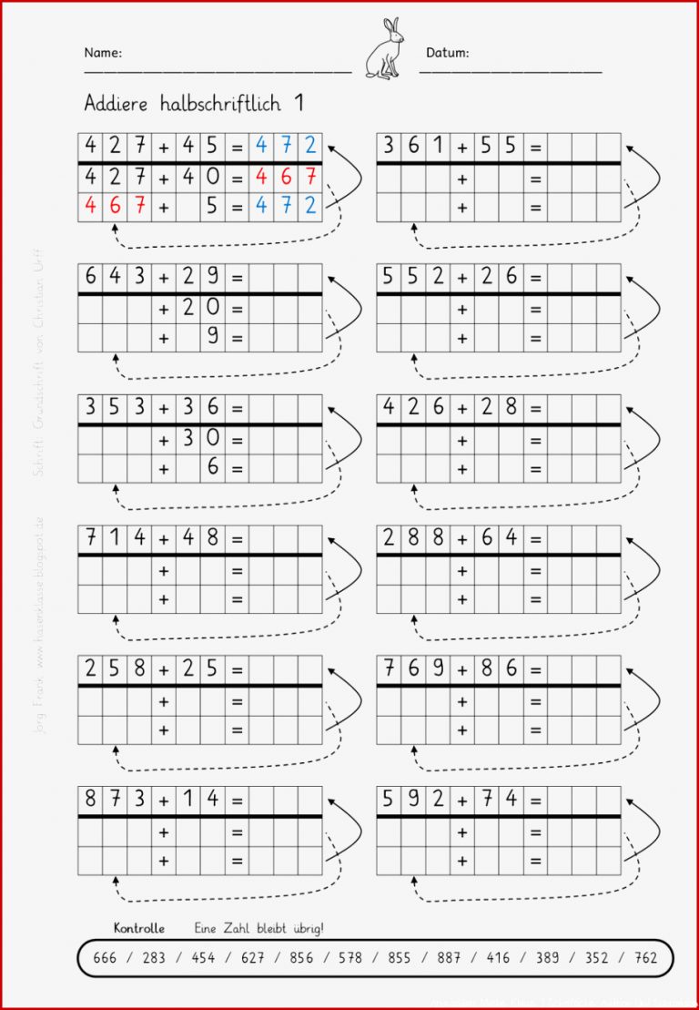 übungsblätter Mathe Klasse 3 Halbschriftliche Addition