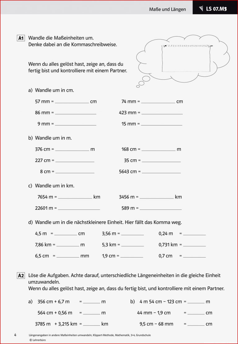 übungsblätter mathe klasse 4 längen übungsblätter Mathe