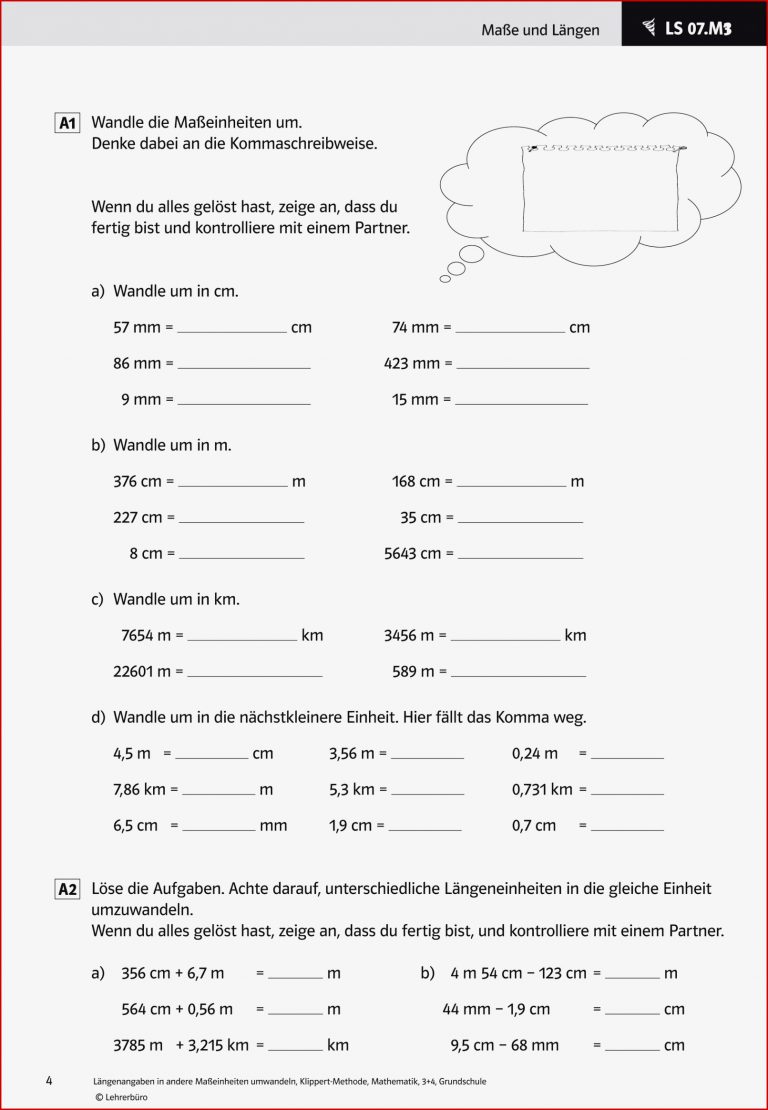 übungsblätter Mathe Klasse 4 Längen übungsblätter Mathe