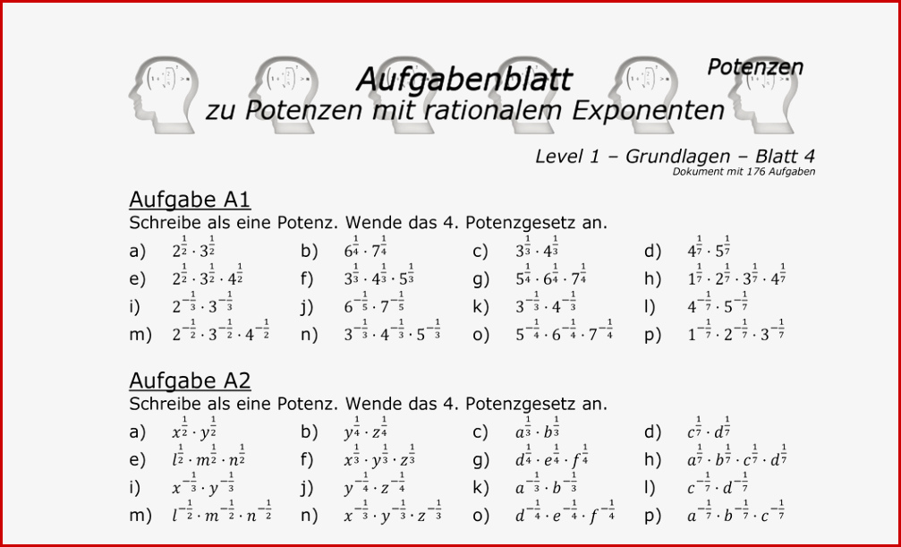 übungsblätter Mathe Klasse 5 Potenzen andre Pauley Schule