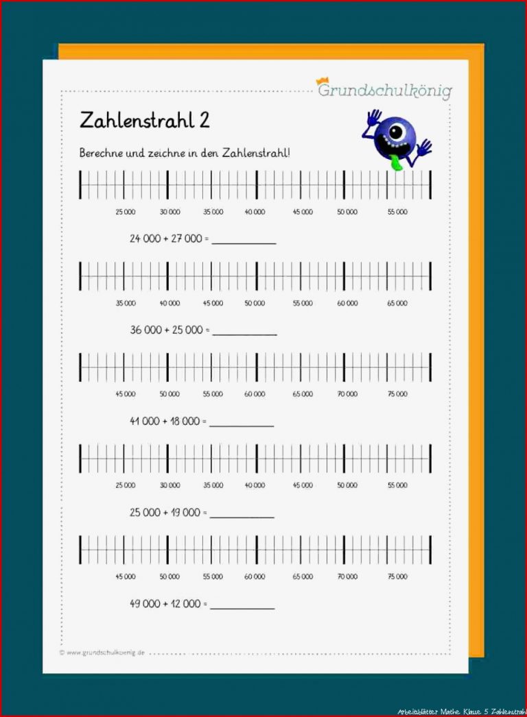 übungsblätter Mathe Klasse 5 Zahlenstrahl übungsblätter