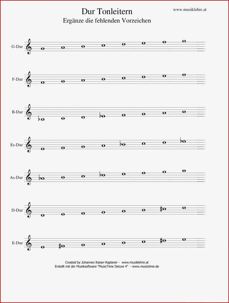ÃbungsblÃ¤tter Noten Dur- Und Molltonarten
