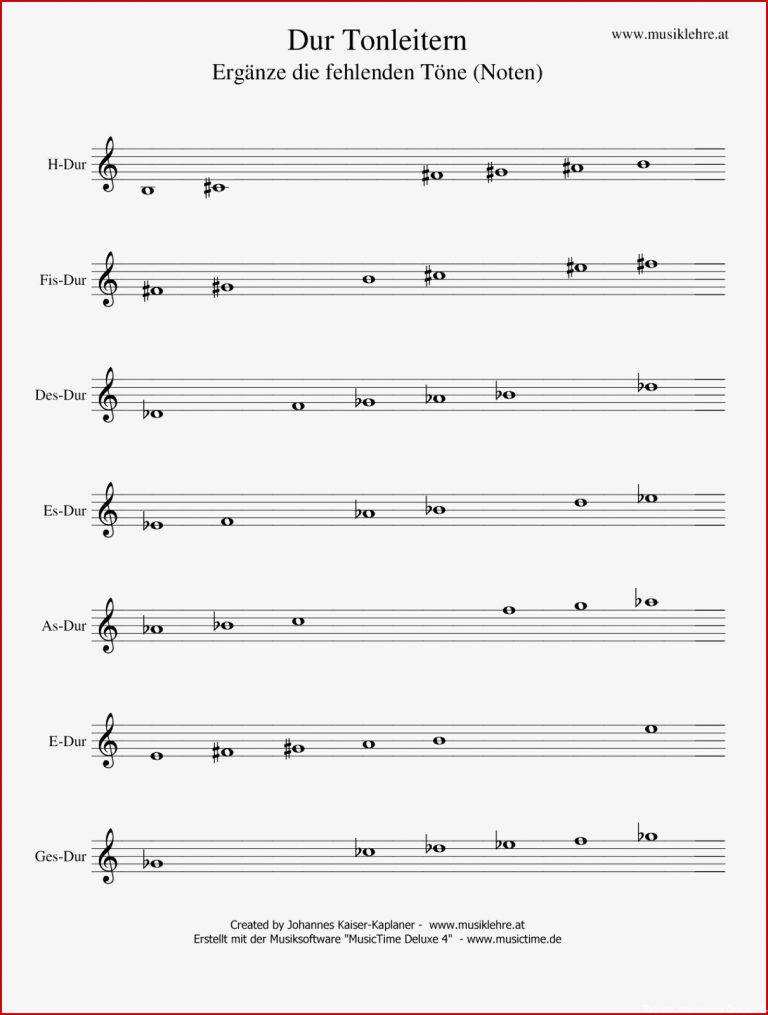Übungsblätter Noten Dur Und Molltonarten