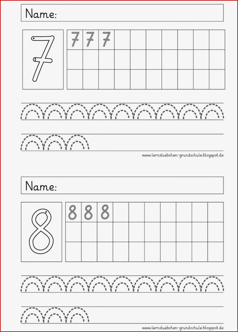 Übungsblätter Zu Einzelnen Zahlen Mit Motorik Ls 7 1