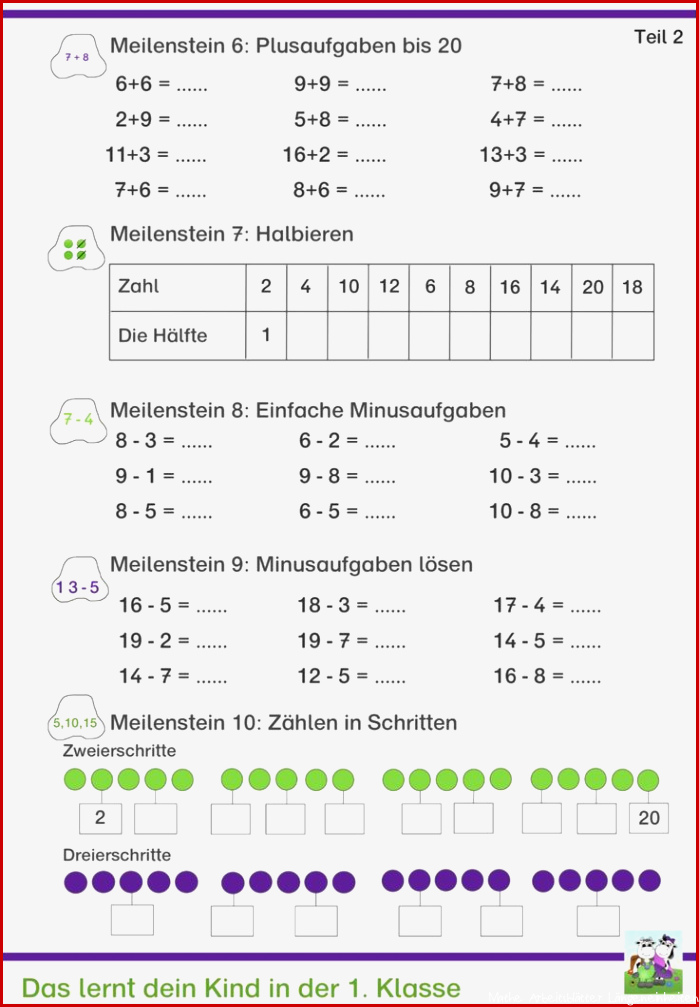 Übungsblätter Zum Ausdrucken Mathe Klasse 1