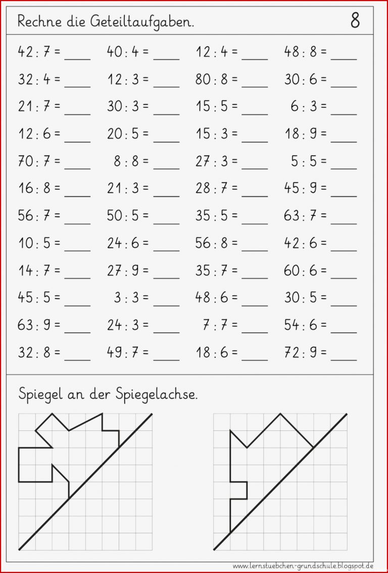 Übungsblätter zur Division