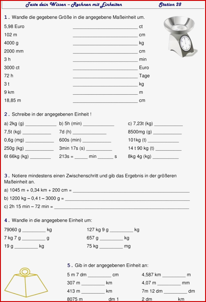 Übungsblatt Zu Größen Und Maßeinheiten