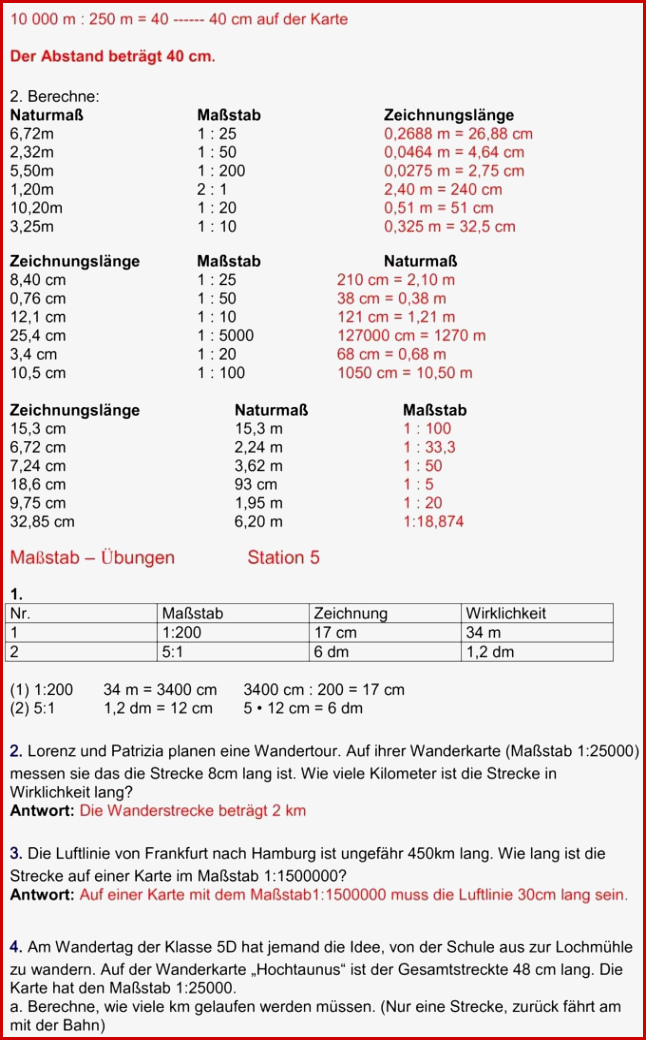 Übungsblatt Zu Maßstab
