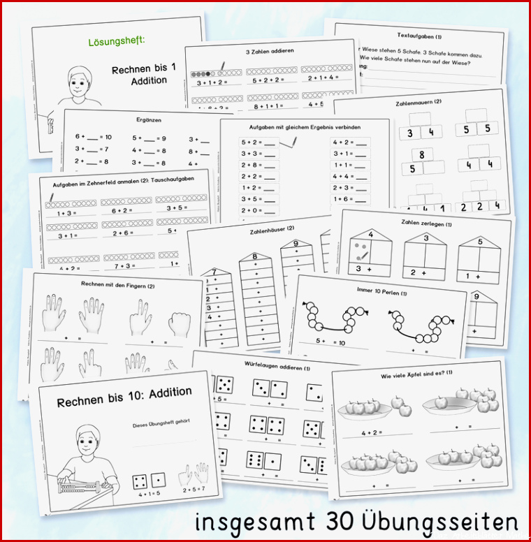 Übungsheft Addition bis 10 Klasse 1