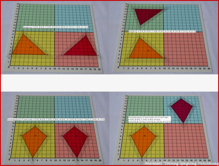 Übungsmaterial zur Spiegelung, Drehung und Verschiebung