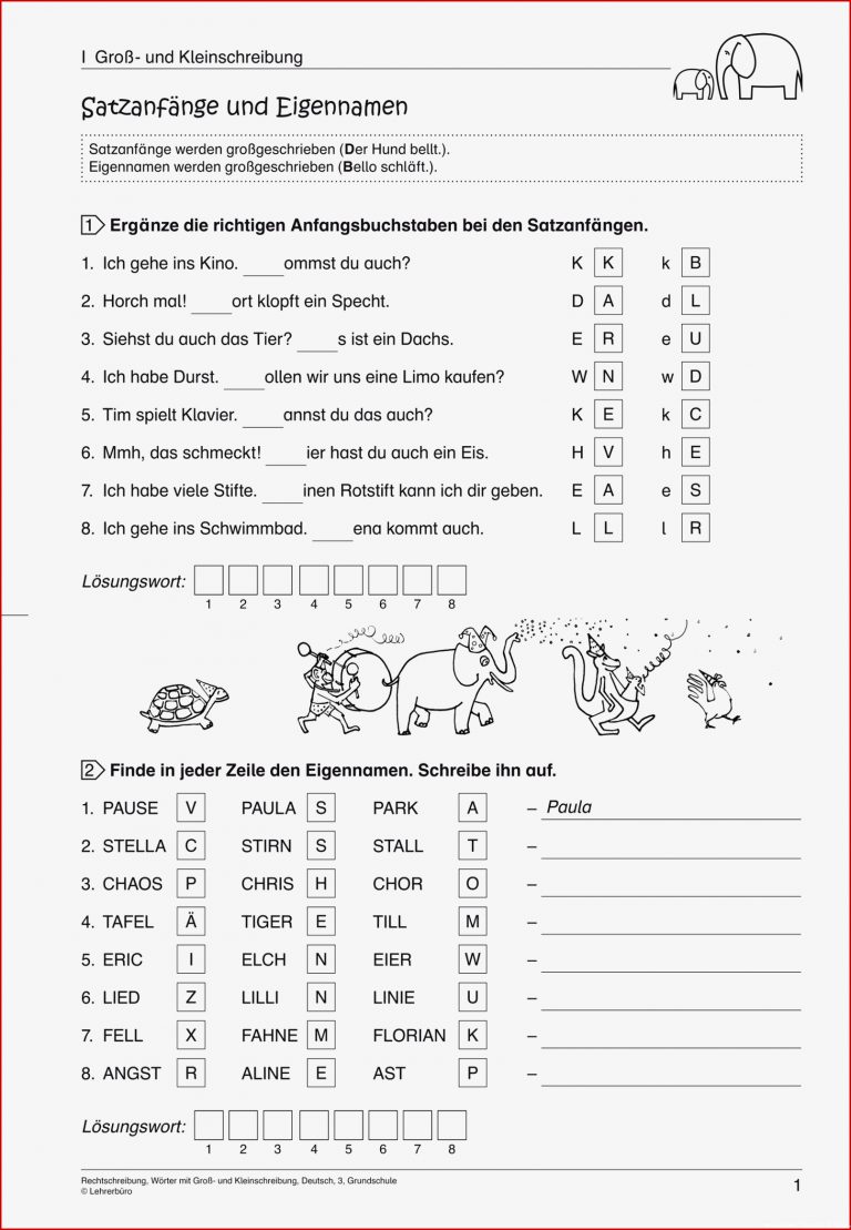 Übungstext Groß Und Kleinschreibung 3 Klasse