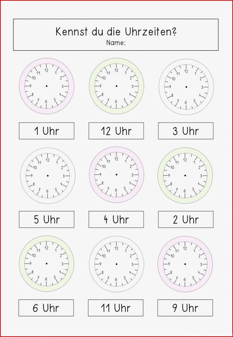 Uhr Arbeitsblätter Volle Stunden – Unterrichtsmaterial in