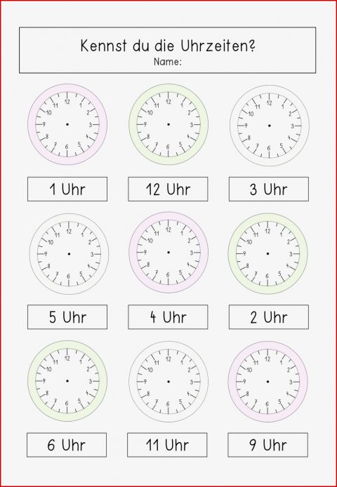 Uhr Arbeitsblätter Volle Stunden – Unterrichtsmaterial In