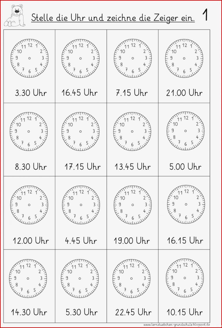 Uhrzeit lernen Uhrzeit grundschule Uhr