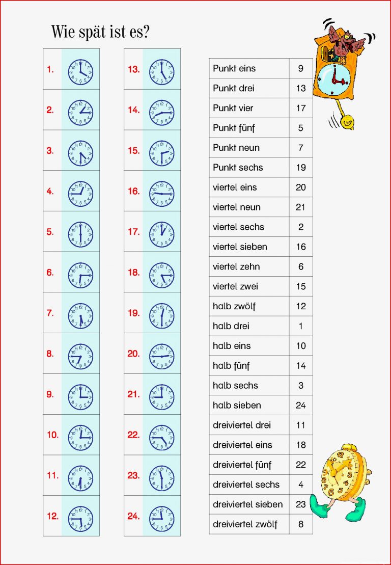 Uhrzeit Mathematik In Der Volksschule