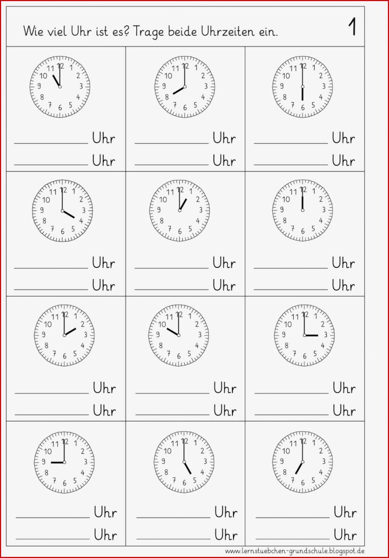 Uhrzeiten Lernen Grundschule Kinderbilderwnload