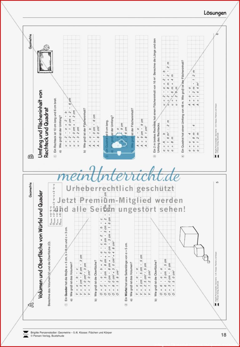 Umfang und Flächeninhalt von Rechteck und Quadrat