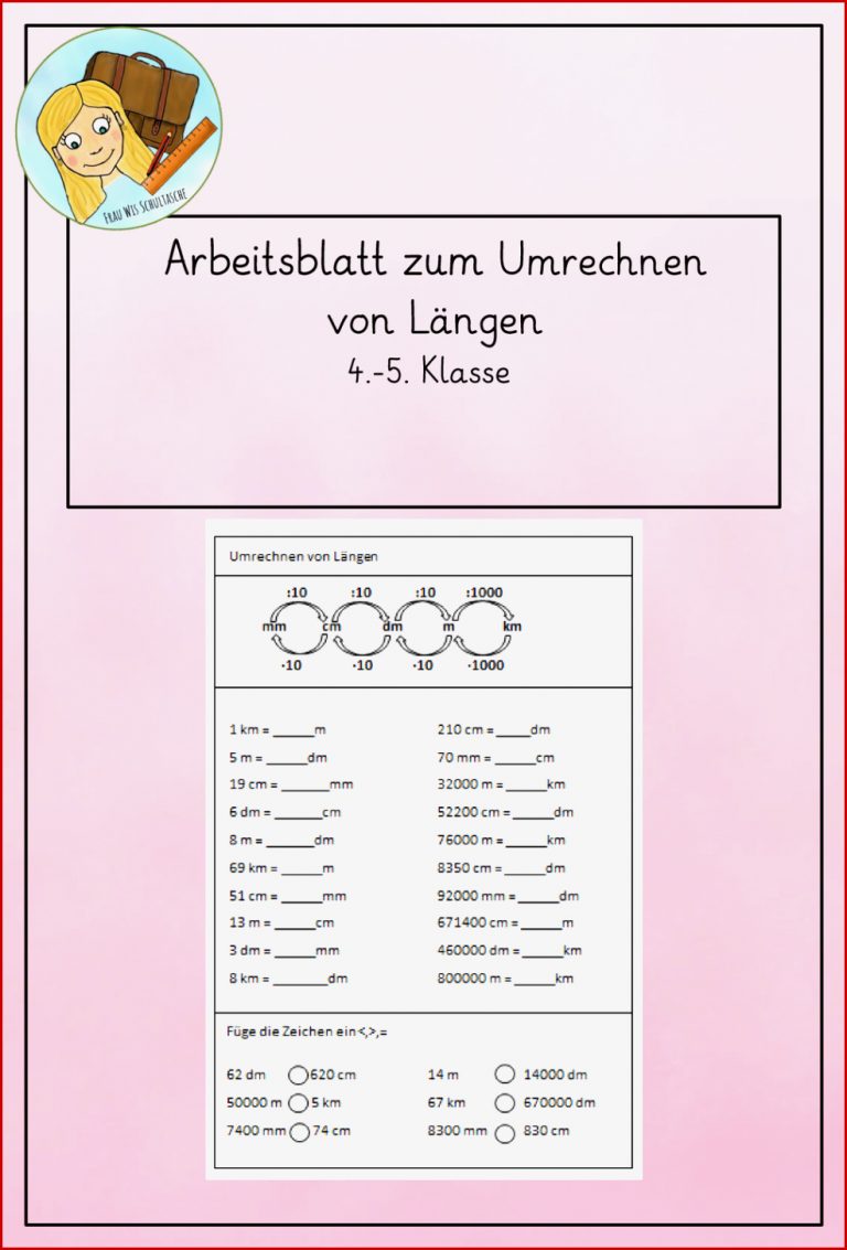 Umrechnen von Längen Arbeitsblatt – Unterrichtsmaterial