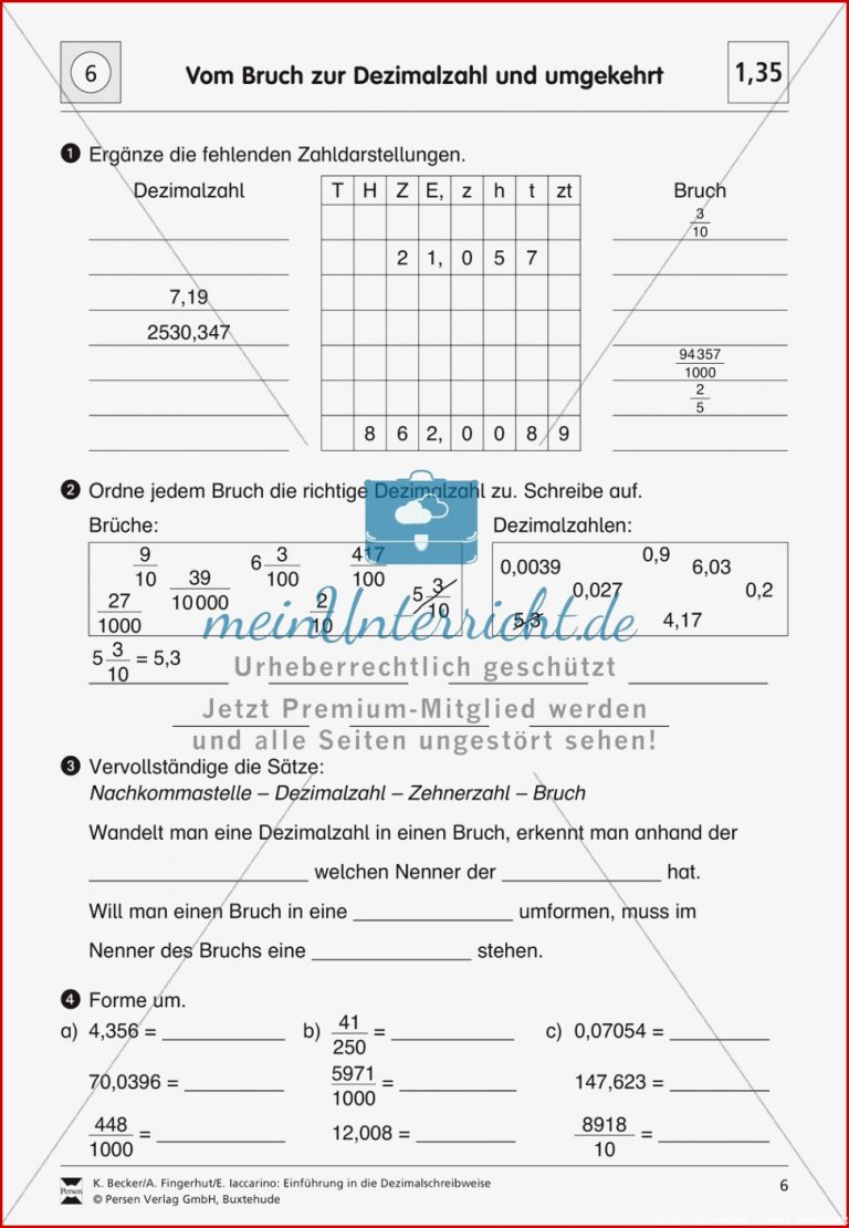 Umrechnung Vom Bruch Zur Dezimalzahl Und Umgekehrt