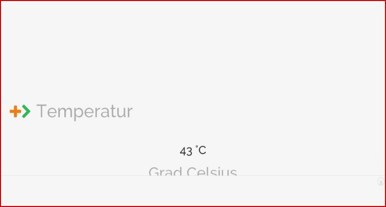 Umrechnung von 43 Grad Celsius in Grad Fahrenheit