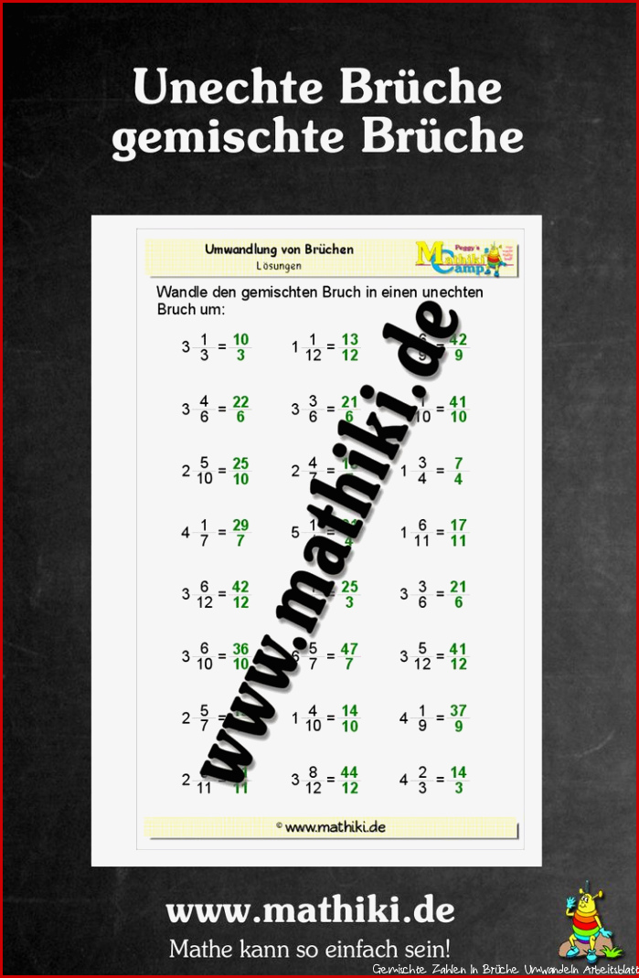 Unechte Brüche gemischte Brüche Klasse 5 6