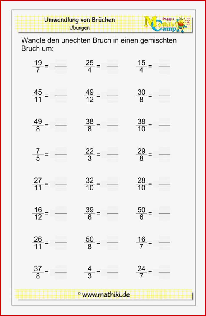 Unechte Brüche Gemischte Brüche Klasse 5 6 Mathiki