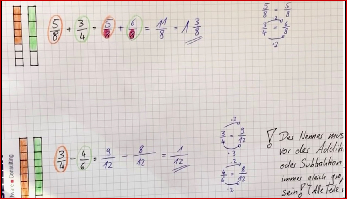 Ungleichnamige Brüche Ad Ren Und Subtrahieren