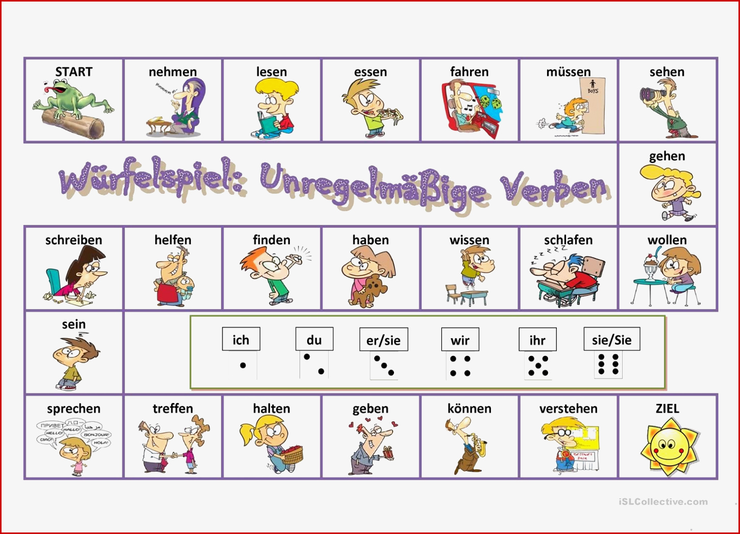 Unregelmäßige Verben2 Würfelspiel