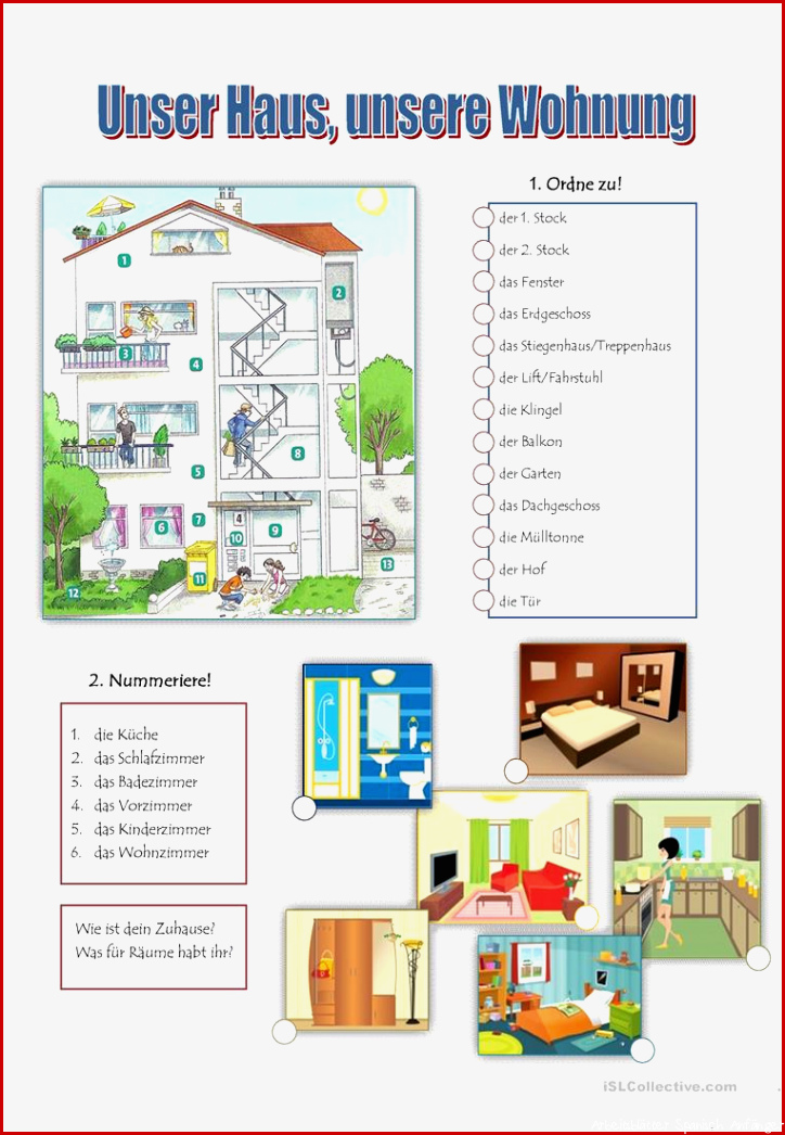 Unser Haus unsere Wohnung Deutsch Daf Arbeitsblatter