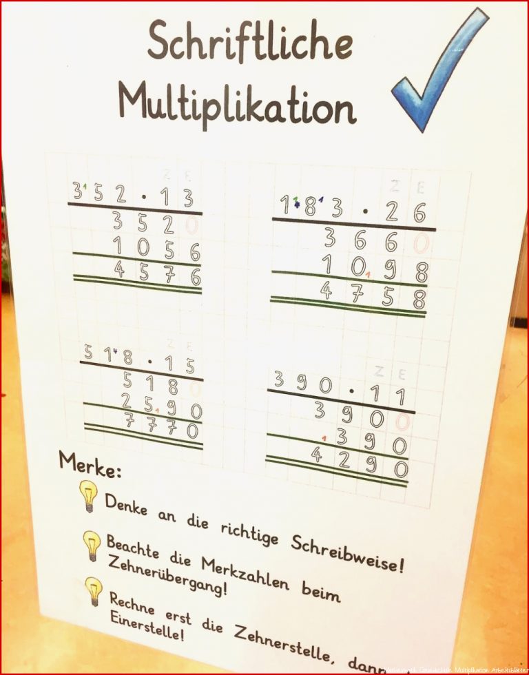 Unser Merkplakat für schriftliche Multiplikation 😊