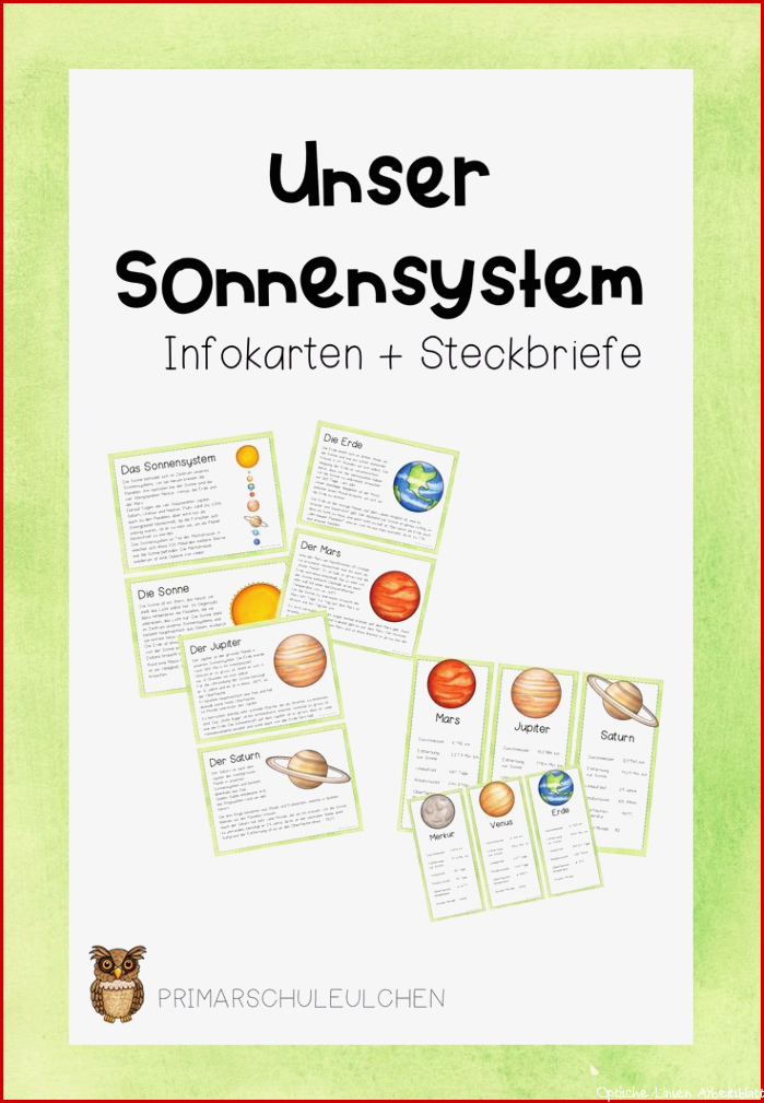 Unser Sonnensystem Infokarten und Steckbriefe