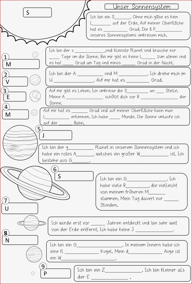 Unser Sonnensystem Planeten – Unterrichtsmaterial im