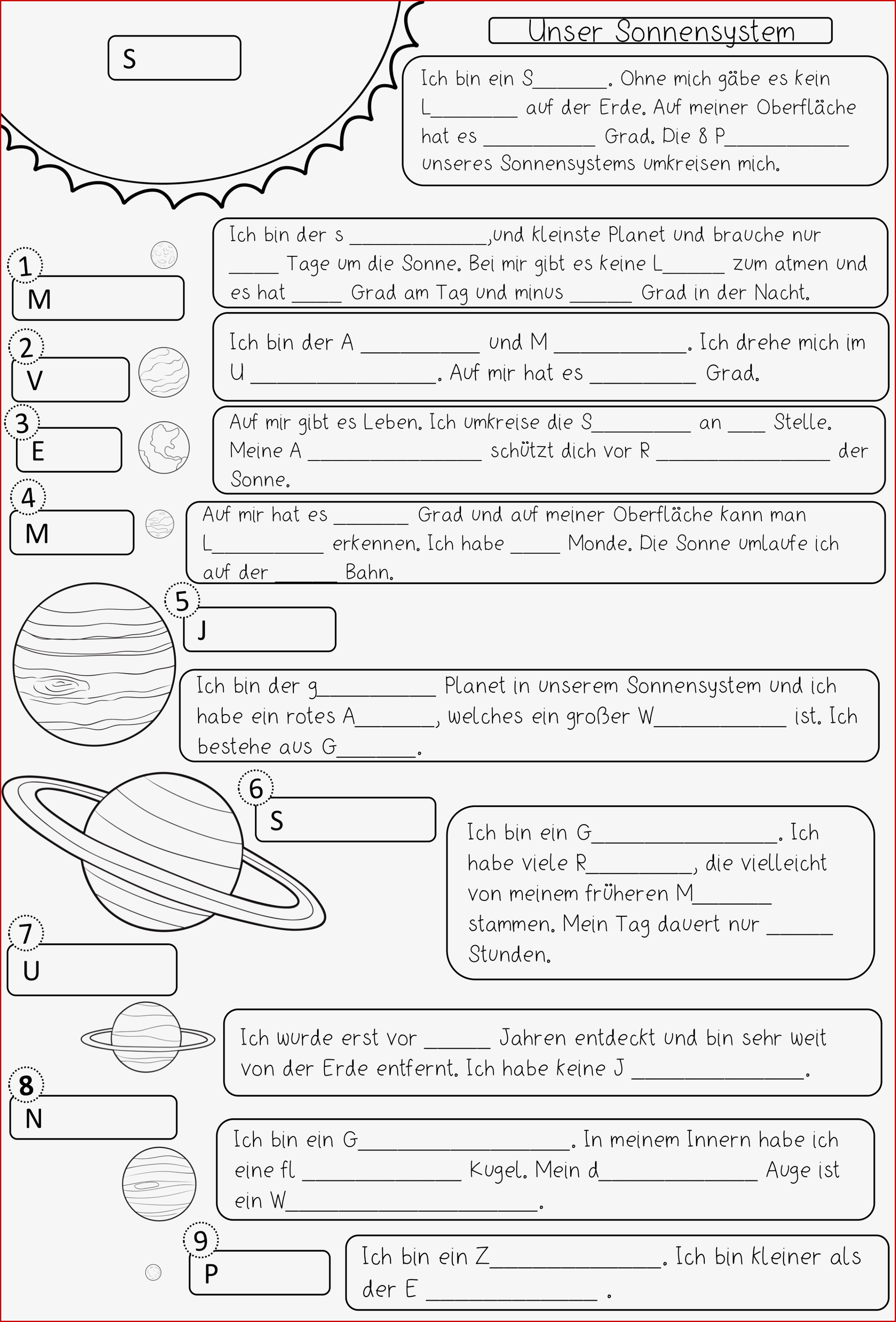 Unser sonnensystem Planeten – Unterrichtsmaterial Im