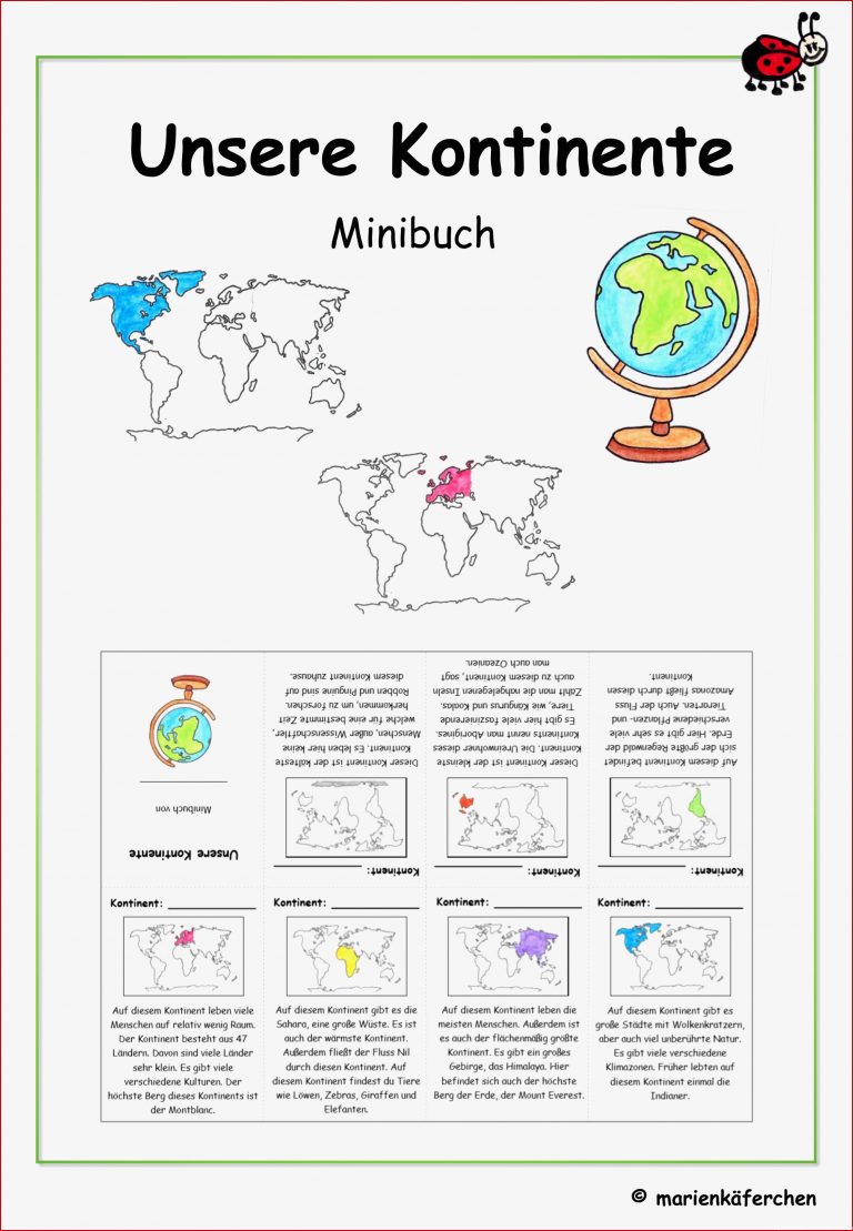 Unsere Kontinente – Minibuch – Grundschule