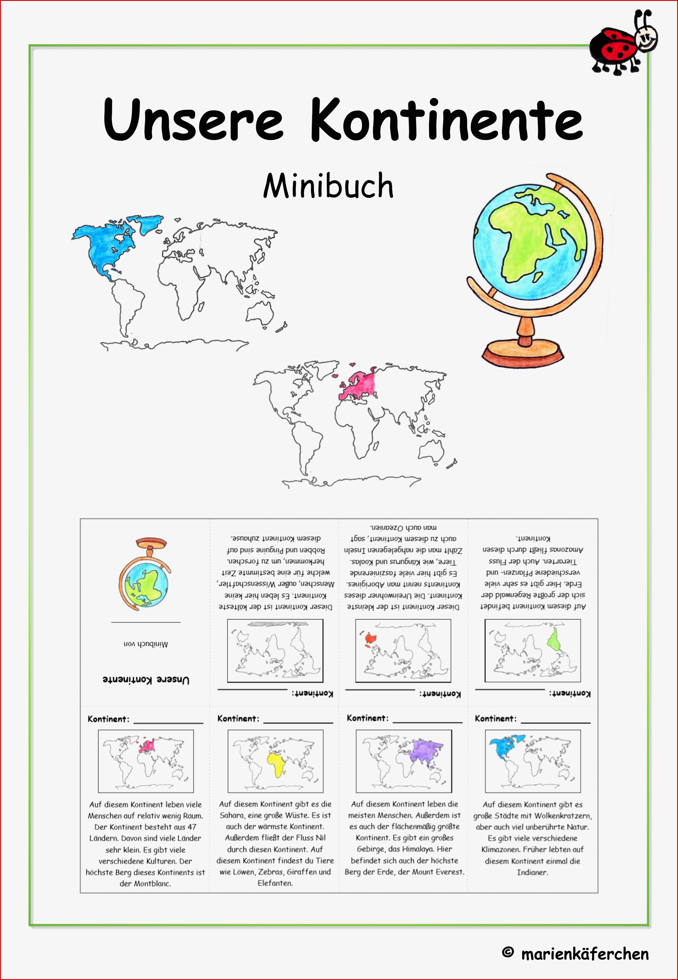 Unsere Kontinente Minibuch – Unterrichtsmaterial Im Fach