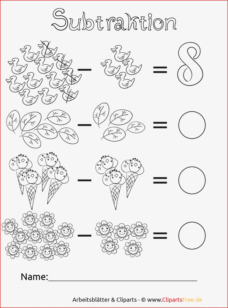 Unterrichtsmaterial 1 Klasse Subtraktion Kostenlos