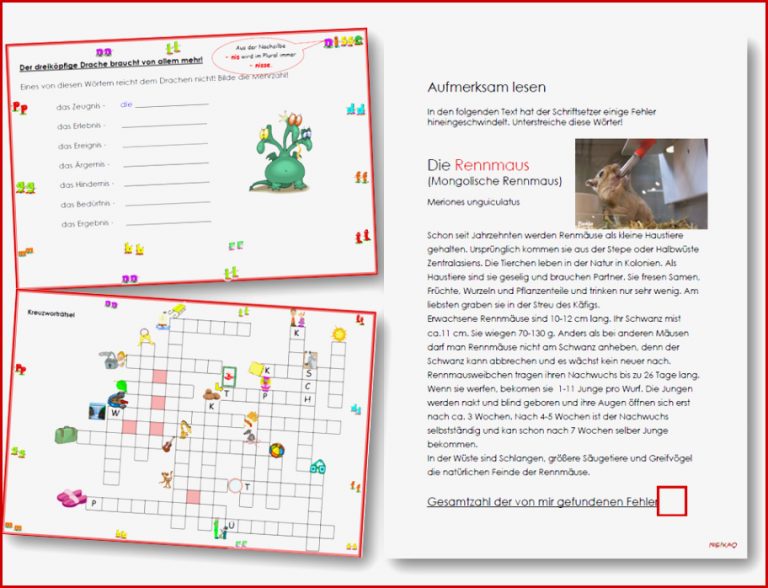 Unterrichtsmaterial Übungsblätter für Grundschule