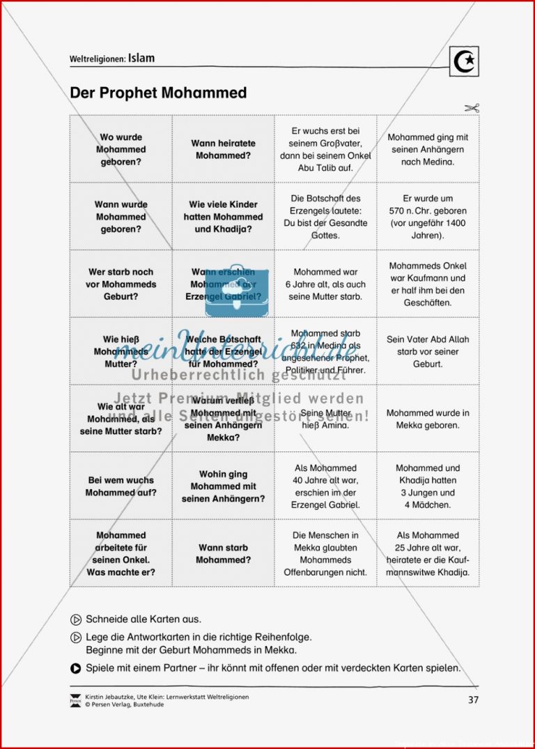 Unterrichtsmaterial Zum islam Mit Infomaterial Zu