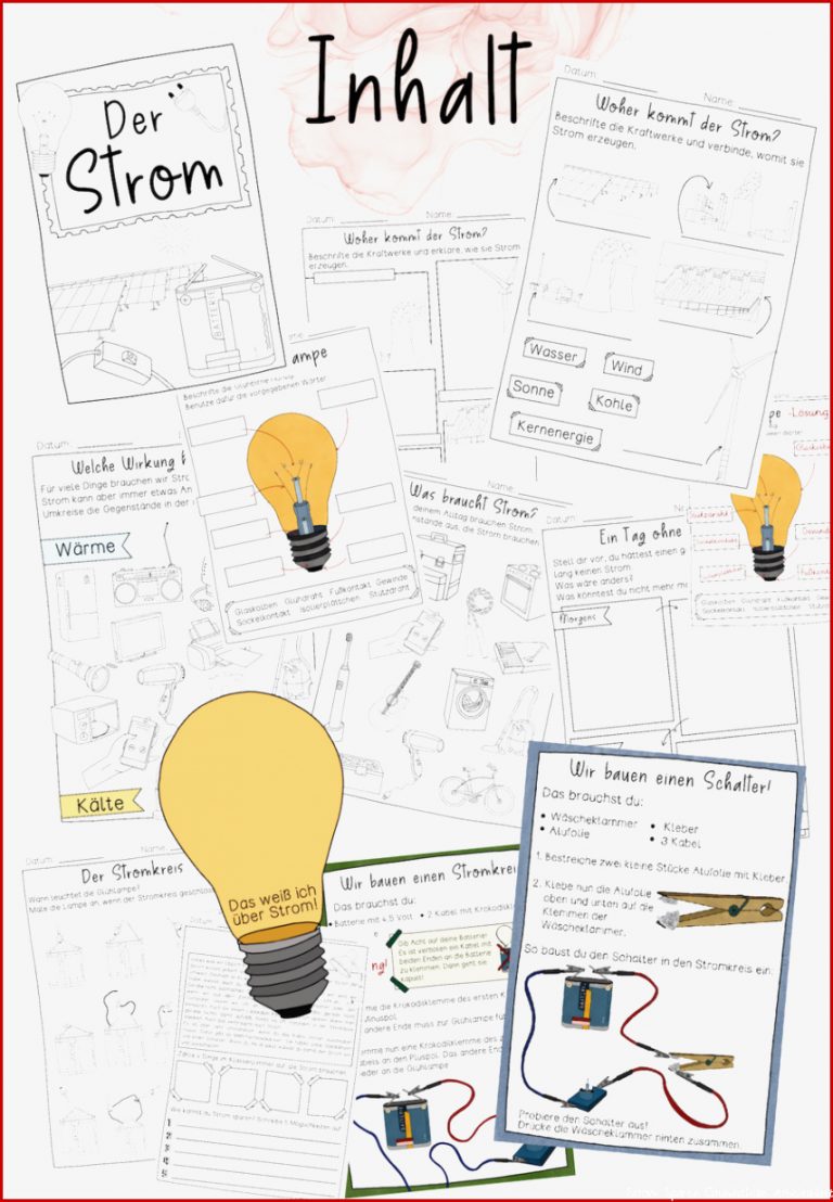 Unterrichtsreihe Strom Arbeitsblätter Experimente