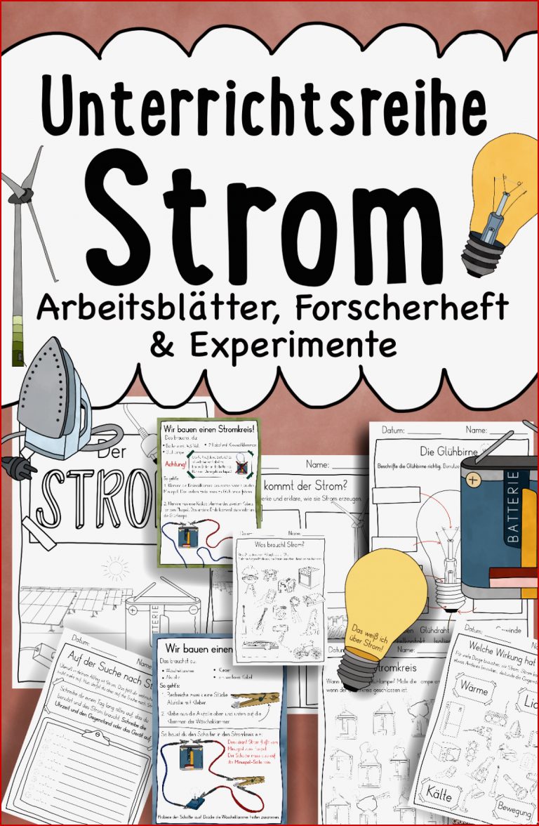 Unterrichtsreihe Strom – Arbeitsblätter forscherheft Und