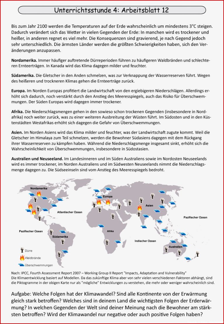 Unterrichtsstunde 4 Folgen Des Klimawandels Für