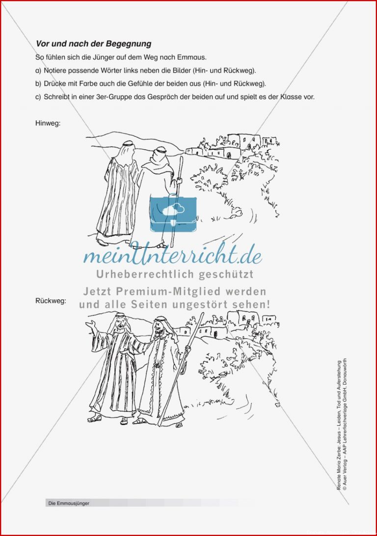 Unterrichtsvorschlag Zum thema "die Jünger Von Emmaus