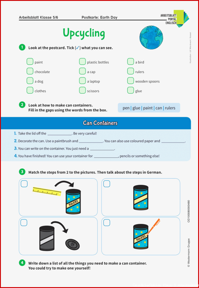 Upcycling - Arbeitsblatt zur Postkarte für Klasse 5/6 â Westermann