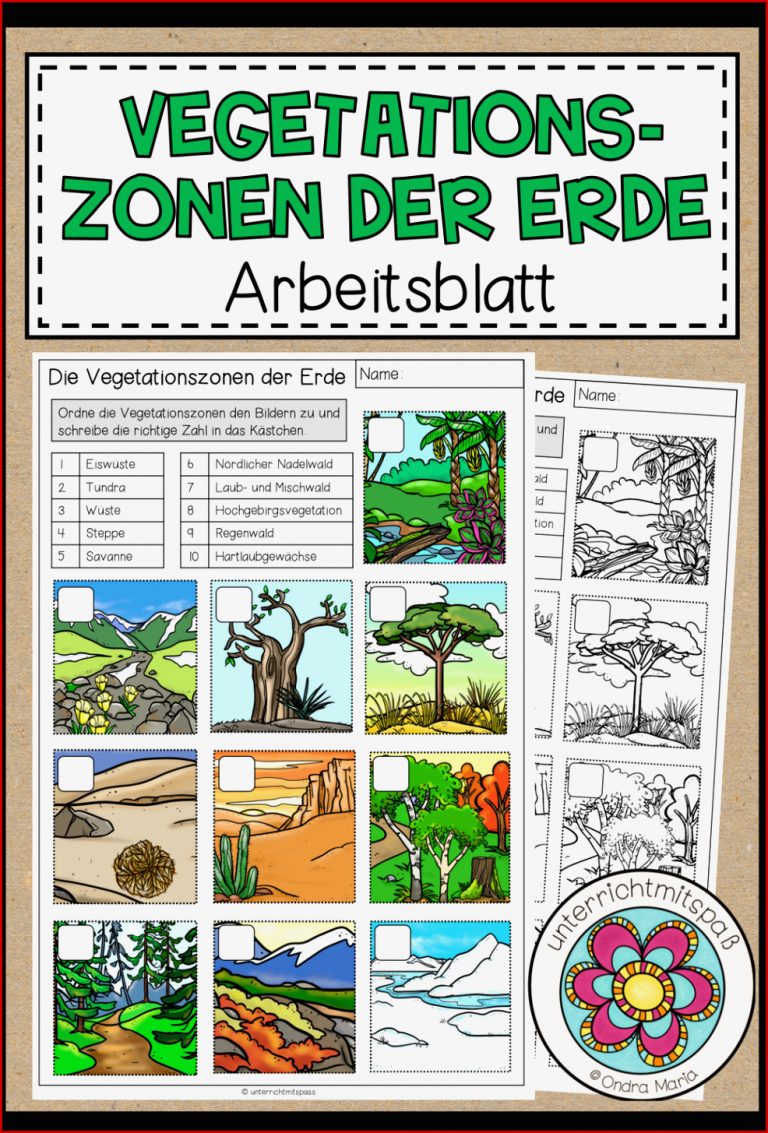 Ve ationszonen Arbeitsblatt 2 Fach Differenziert