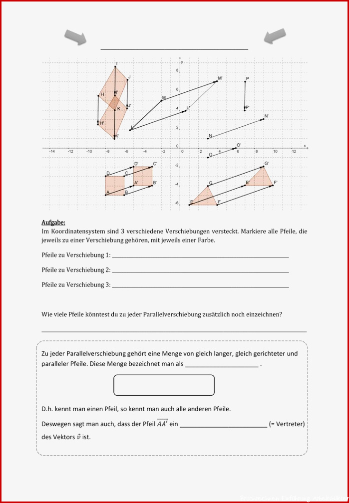 Vektoren Einführung Arbeitsblatt – Unterrichtsmaterial im